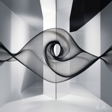 Onde Gravitationnelle – Art Digital Contemporain Astrophysic Digital Arts titled "Onde Gravitationnel…" by Gaboriau Gérald, Original Artwork, Digital Painting