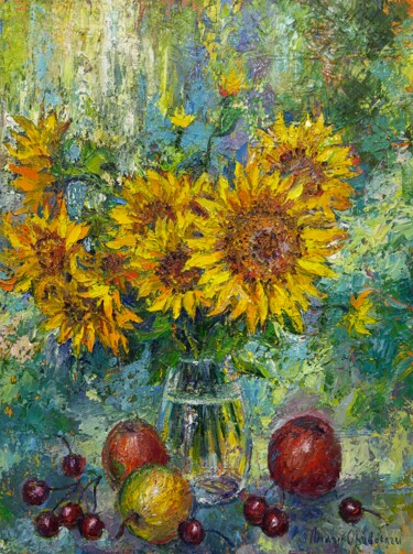 Taste of the sun Pittura intitolato "Taste of the sun" da Andrii Chebotaru, Opera d'arte originale, Olio Montato su Cartone