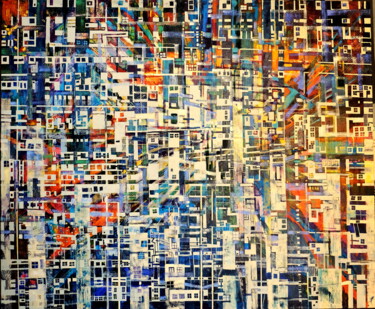 From series: Astral Metropolises /Astralne Metropolie Schilderij getiteld "From series: Astral…" door Barbara Frankiewicz, Origineel Kunstwerk, Acryl