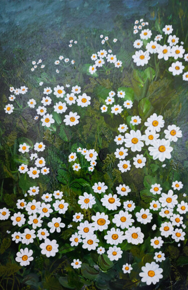 Peinture intitulée "Chamomile Field" par Simona Zorina, Œuvre d'art originale, Acrylique