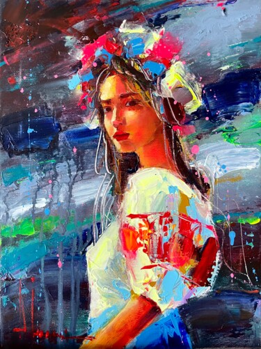 Pittura intitolato "acrylic painting on…" da Andriy Izhak, Opera d'arte originale, Acrilico Montato su Telaio per barella in…