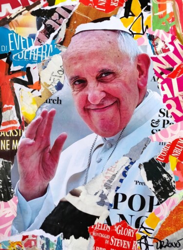 绘画 标题为“Papa Francesco” 由Dr. Love, 原创艺术品, 拼贴