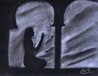 Tekening getiteld "A prayer" door Alicia Lopez, Origineel Kunstwerk, Houtskool