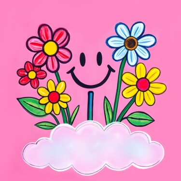 Blooming on Silver Clouds Printmaking titled "Blooming on Silver…" by Ivy Blue, Original Artwork, Digital Print