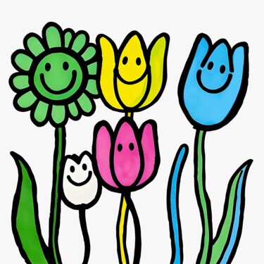 Festive Flora Printmaking titled "Festive Flora" by Ivy Blue, Original Artwork, Digital Print