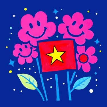 「Smileys with the Go…」というタイトルの製版 Ivy Blueによって, オリジナルのアートワーク, デジタルプリント