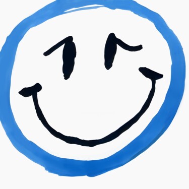 Big Blue Smile Printmaking titled "Big Blue Smile" by Ivy Blue, Original Artwork, Digital Print