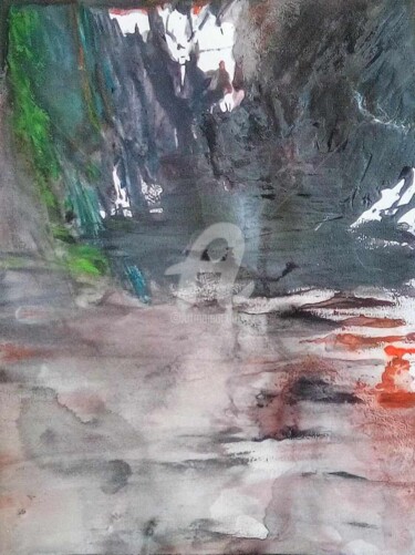 Schilderij getiteld ""J'AI DECOUVERT L'E…" door Paula Clemence, Origineel Kunstwerk, Lak Gemonteerd op Frame voor houten bra…