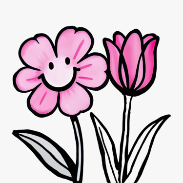 Pink Winks Printmaking titled "Pink Winks" by Ivy Blue, Original Artwork, Digital Print