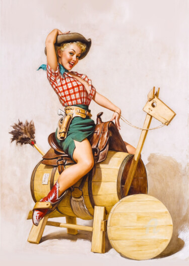 Pin-up girls come to life! | CUTE COWGIRL Arte digitale intitolato "Pin-up girls come t…" da Pop Art World, Opera d'arte originale, Immagine generata dall'IA
