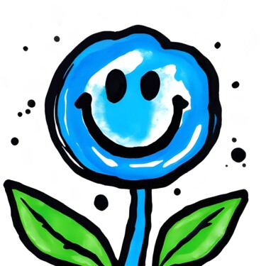 Big Blue Bloom! Printmaking titled "Big Blue Bloom!" by Ivy Blue, Original Artwork, Digital Print