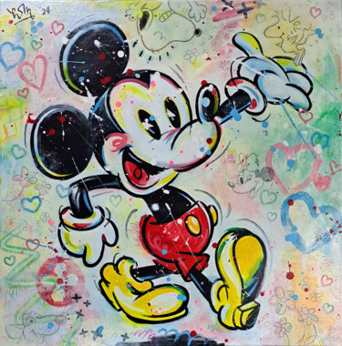绘画 标题为“Mickey On The Move” 由Hou Soon Ming, 原创艺术品, 丙烯