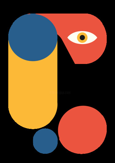 "Abstract Bauhaus Ey…" başlıklı Dijital Sanat 春宇 关 tarafından, Orijinal sanat, AI tarafından oluşturulan görüntü Karton üzer…