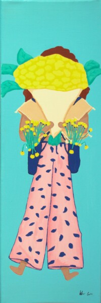 绘画 标题为“Rhéa, Nice to meet…” 由Blandine Cavalier, 原创艺术品, 丙烯 安装在木质担架架上