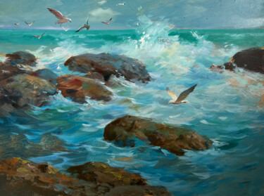 Song of the waves and wind "Song of the waves a…" başlıklı Tablo Yuriy Suprunchuk tarafından, Orijinal sanat, Petrol Karton üzerine monte edilmiş