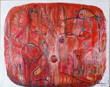 Ζωγραφική με τίτλο "Metamorphosis" από Shorena Mosiashvili, Αυθεντικά έργα τέχνης, Λάδι Τοποθετήθηκε στο Ξύλινο φορείο σκελε…