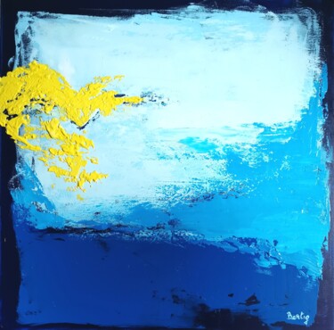 Schilderij getiteld "Heart (sunrise)" door Pier Bertig, Origineel Kunstwerk, Acryl Gemonteerd op Frame voor houten brancard
