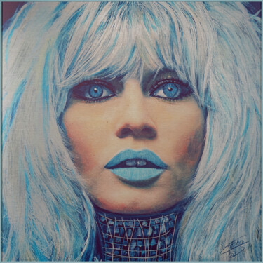 Printmaking titled "BB in blue Brush" by Erika Cool, Original Artwork, Digital Print Mounted on Aluminium