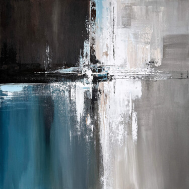 Still Motion, navy deep blue white impasto Painting titled "Still Motion, navy…" by Tatiana Malinovscaia, Original Artwork, Acrylic Mounted on Wood Stretcher frame