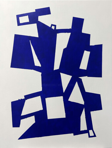 Painting titled "Blue Bond" by Hou Soon Ming, Original Artwork, Acrylic