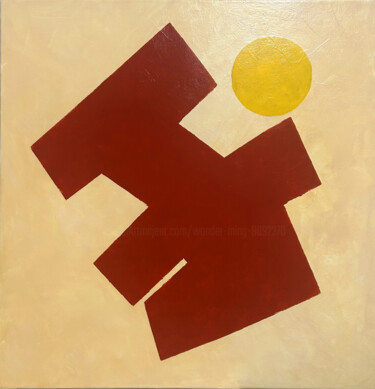 Painting titled "GUARDING THE GLOW" by Hou Soon Ming, Original Artwork, Acrylic