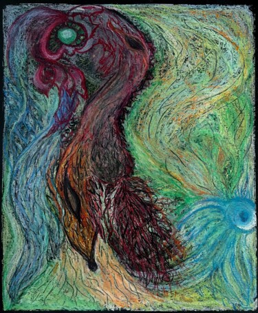 cosmic birds – abstract pastel for minimalist interiors 图画 标题为“cosmic birds – abst…” 由Lya Helia, 原创艺术品, 粉彩
