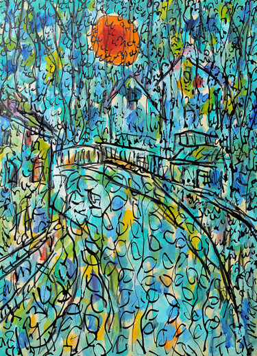 Peinture intitulée "Lumière bleue1" par Jean Mirre, Œuvre d'art originale, Huile