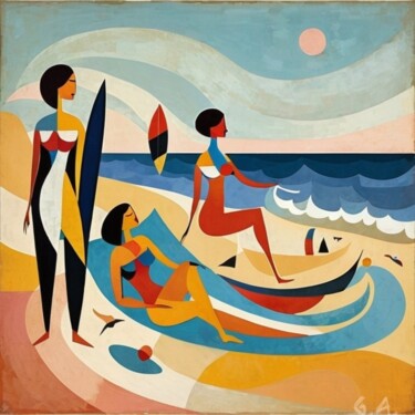 "Femmes et Surf sur…" başlıklı Dijital Sanat Gaboriau Gérald tarafından, Orijinal sanat, Dijital Resim