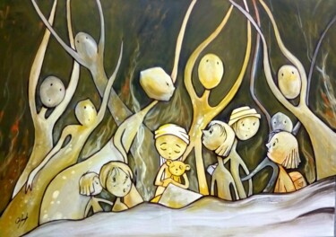 Peinture intitulée "THE CHILDREN OF GAZA" par Luis Garcia Orihuela, Œuvre d'art originale, Acrylique