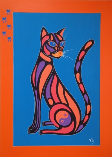 Schilderij getiteld "Mi & Aou" door Alain Fornasier, Origineel Kunstwerk, Acryl Gemonteerd op Karton