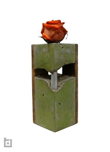 Скульптура под названием "BAU' BRUTALIST VASE…" - Paolo Castagna (Brutalist Design), Подлинное произведение искусства, цемент