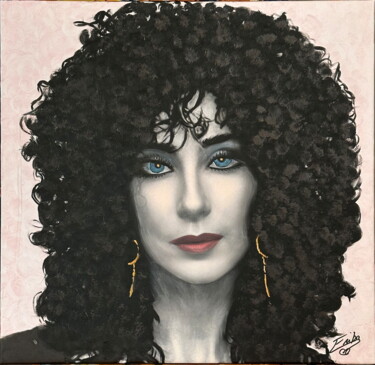 Картина под названием "Cher pensive réalis…" - Erika Cool, Подлинное произведение искусства, Акрил Установлен на Деревянная…