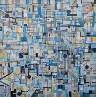Painting titled "Multidimensional Wo…" by Barbara Frankiewicz, Original Artwork, Acrylic Mounted on Wood Stretcher frame