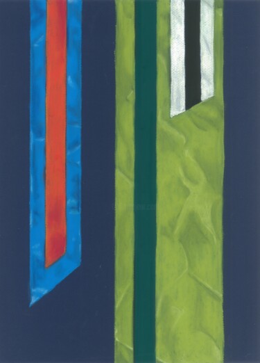图画 标题为“Green Fall One” 由Kristine Facchetti, 原创艺术品, 粉彩