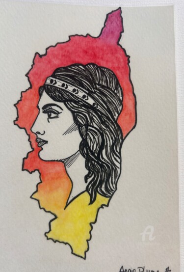 Schilderij getiteld "Femmes de Corse - C…" door Angie Plume, Origineel Kunstwerk, Acryl