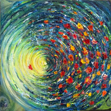 Pittura intitolato "A One Way Trip" da Natalia Kutova, Opera d'arte originale, Acrilico Montato su Telaio per barella in leg…