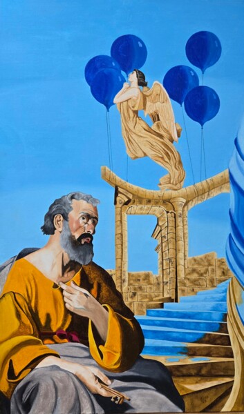 Pittura intitolato "Ancient Future XIII…" da Kees Oosting, Opera d'arte originale, Olio Montato su Telaio per barella in leg…