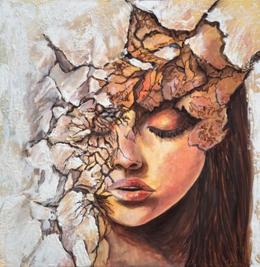 Fading Thoughts – The Weight of Memory Peinture intitulée "Fading Thoughts – T…" par Ilsy Khaff, Œuvre d'art originale, Acrylique Monté sur Châssis en bois