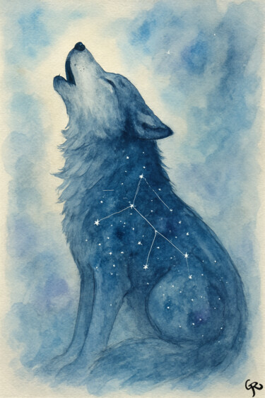 「Star Moon」というタイトルの絵画 Genifer Díaz Rojasによって, オリジナルのアートワーク, 水彩画