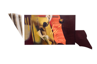 ON THE EDGE, figurative struggle art Pittura intitolato "ON THE EDGE, figura…" da Dmytro Dotsenko, Opera d'arte originale, Olio
