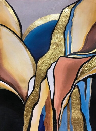 Golden Vision Painting titled "Golden Vision" by Dmitry King, Original Artwork, Acrylic Mounted on Wood Stretcher frame