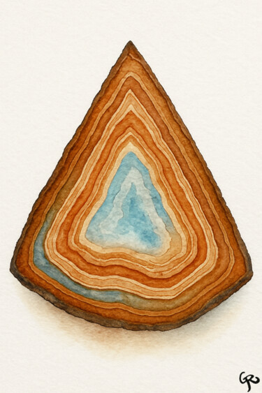 Painting titled "Agate Heart" by Genifer Díaz Rojas, Original Artwork, Watercolor