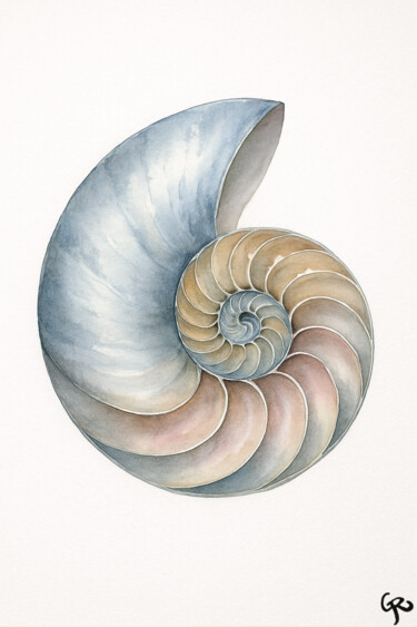「Nautical Spiral」というタイトルの絵画 Genifer Díaz Rojasによって, オリジナルのアートワーク, 水彩画