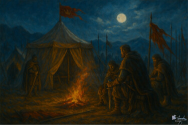 Painting titled "Moonlit Vigil" by Elio Segundo Sanchez, Original Artwork, Oil