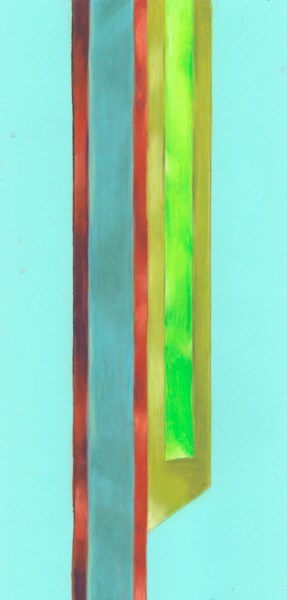 Drawing titled "Neon Green Fall" by Kristine Facchetti, Original Artwork, Pastel