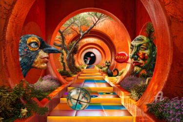 Digitale Kunst getiteld "OCHJU & GAIA" door Jean-Louis Soccoja, Origineel Kunstwerk, Digitale collage