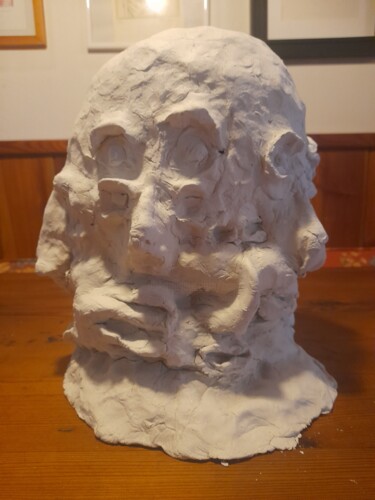 Scultura intitolato "Volto multiforme" da Paolo Avanzi, Opera d'arte originale, Argilla