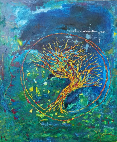 「La libre pensée」というタイトルの絵画 Laurent Mulotによって, オリジナルのアートワーク, アクリル ウッドストレッチャーフレームにマウント