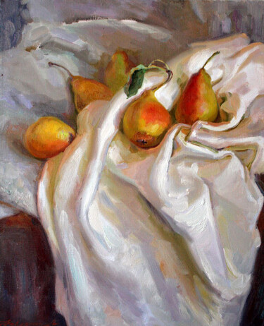 "Grandma's pears" başlıklı Tablo Leonid Pavlenko tarafından, Orijinal sanat, Petrol Ahşap Sedye çerçevesi üzerine monte edil…