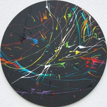 Splash 44 Schilderij getiteld "Splash 44" door Mark Hellbusch, Origineel Kunstwerk, Lak Gemonteerd op Frame voor houten brancard
